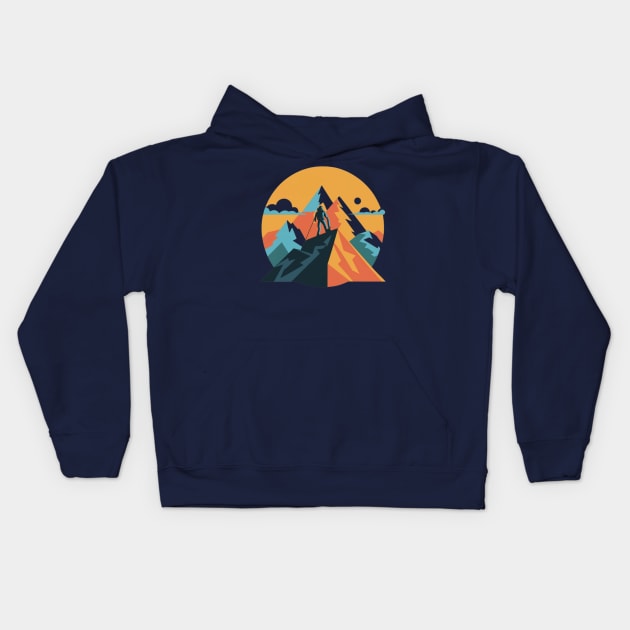 A stylized mountain landscape Kids Hoodie by designe stor 